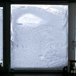 窓についた雪